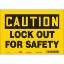 Picture of CAUTION LOCK OUT FOR SAFETY vinyl press -on sign, 7" X 10", PER EACH